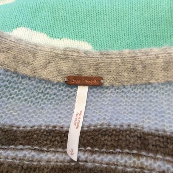Free People Striped Cardigan Sweater Button Front V Neck Small Alpaca Wool Blend - Picture 3 of 5